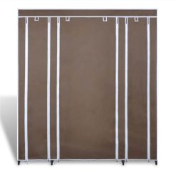 Fabric Wardrobe With Compartments And Rods 45x150x176 Cm Brown 2 Fabric Wardrobe With Compartments And Rods 45x150x176 Cm Brown -NEWTRAL Sales Shop Fabric Wardrobe with Compartments and Rods 45x150x176 cm Brown 446179 2