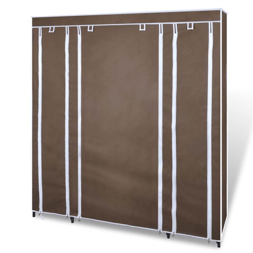 Fabric Wardrobe with Compartments and Rods 45x150x176 cm Brown Fabric Wardrobe With Compartments And Rods 45x150x176 Cm Brown -NEWTRAL Sales Shop Fabric Wardrobe with Compartments and Rods 45x150x176 cm Brown 446179 3