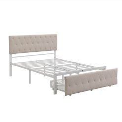 Full Size Upholstered Platform Bed Frame With Storage Drawer, Headboard, And Metal Slats Support, No Box Spring Needed (Only Frame) - Beige 4 Full Size Upholstered Platform Bed Frame With Storage Drawer, Headboard, And Metal Slats Support, No Box Spring Needed (Only Frame) - Beige -NEWTRAL Sales Shop Full Size Storage Bed Metal Platform Bed with a Big Drawer Beige 472235 3