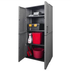 Garden Storage Cabinet Grey And Black 68x37x163 Cm PP -NEWTRAL Sales Shop Garden Storage Cabinet Grey and Black 68x37x163 cm PP 506961 2
