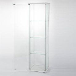 64" Glass Collection Display Cabinet With 4-layer Storage Shelf And Door, For Living Room, Bedroom, Office - Natural -NEWTRAL Sales Shop Glass Cabinet Glass Display Cabinet 4 Shelves with Door Floor Standing Curio Bookshelf for Living Room Bedroom Office 64 x 17 x 14 5 Natural Wood 461254 2