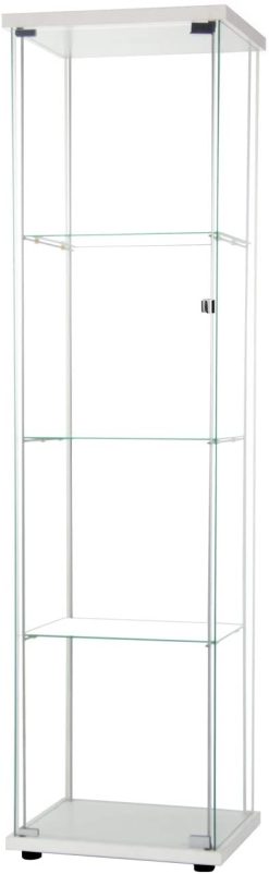64" Glass Collection Display Cabinet With 4-layer Storage Shelf And Door, For Living Room, Bedroom, Office - White -NEWTRAL Sales Shop Glass Cabinet w Glass Display Cabinet 4 Shelves with Door Floor Standing Curio Bookshelf for Living Room Bedroom Office 64 x 17 x 14 5 White 461250 5
