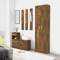 Hallway Wardrobe Smoked Oak 55x25x189 Cm Engineered Wood -NEWTRAL Sales Shop Hallway Wardrobe Smoked Oak 55x25x189 cm Engineered Wood 515250 2