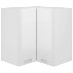 Hanging Corner Cabinet High Gloss White 57x57x60 Cm Chipboard