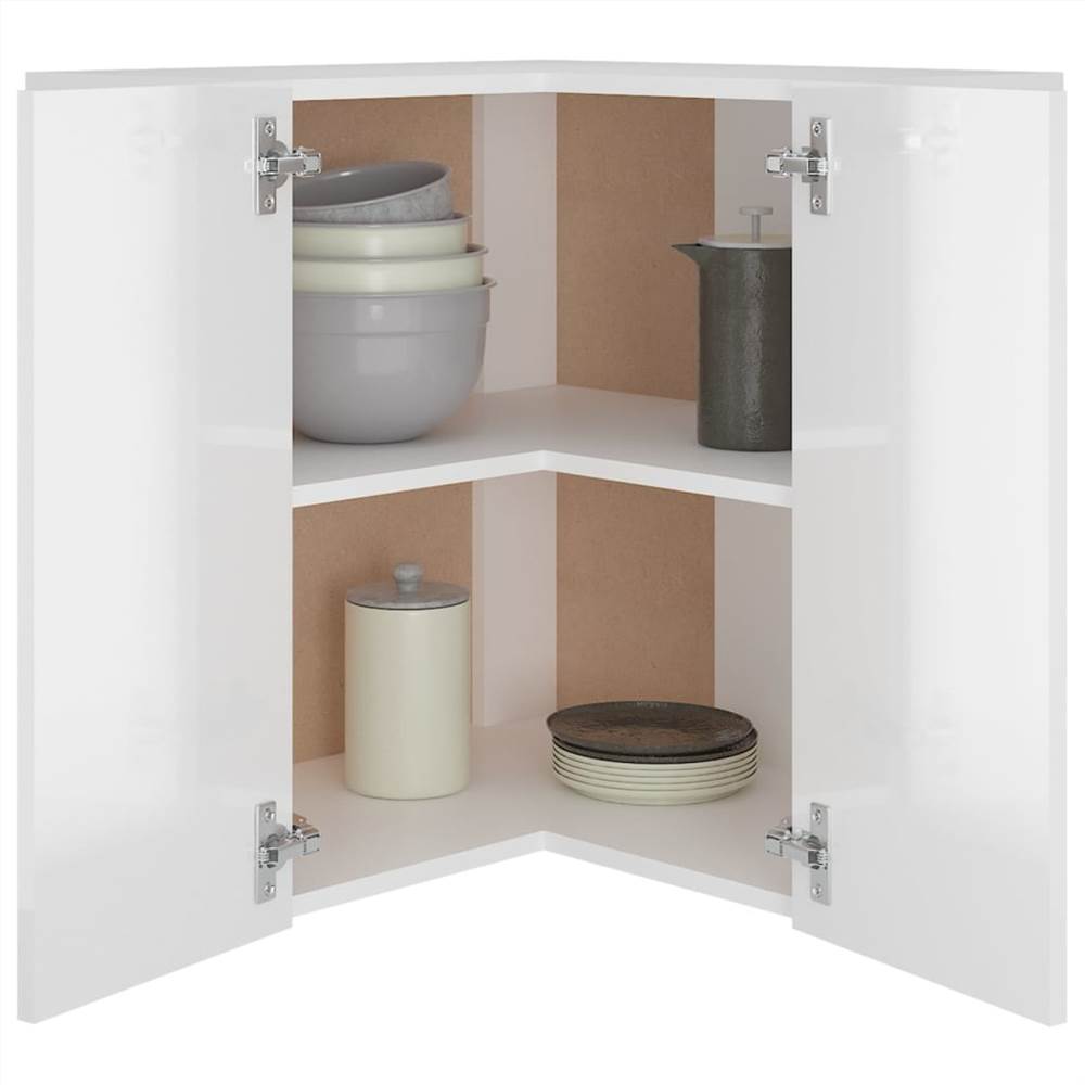 Hanging Corner Cabinet High Gloss White 57x57x60 cm Chipboard Hanging Corner Cabinet High Gloss White 57x57x60 Cm Chipboard -NEWTRAL Sales Shop Hanging Corner Cabinet High Gloss White 57x57x60 cm Chipboard 470035 3