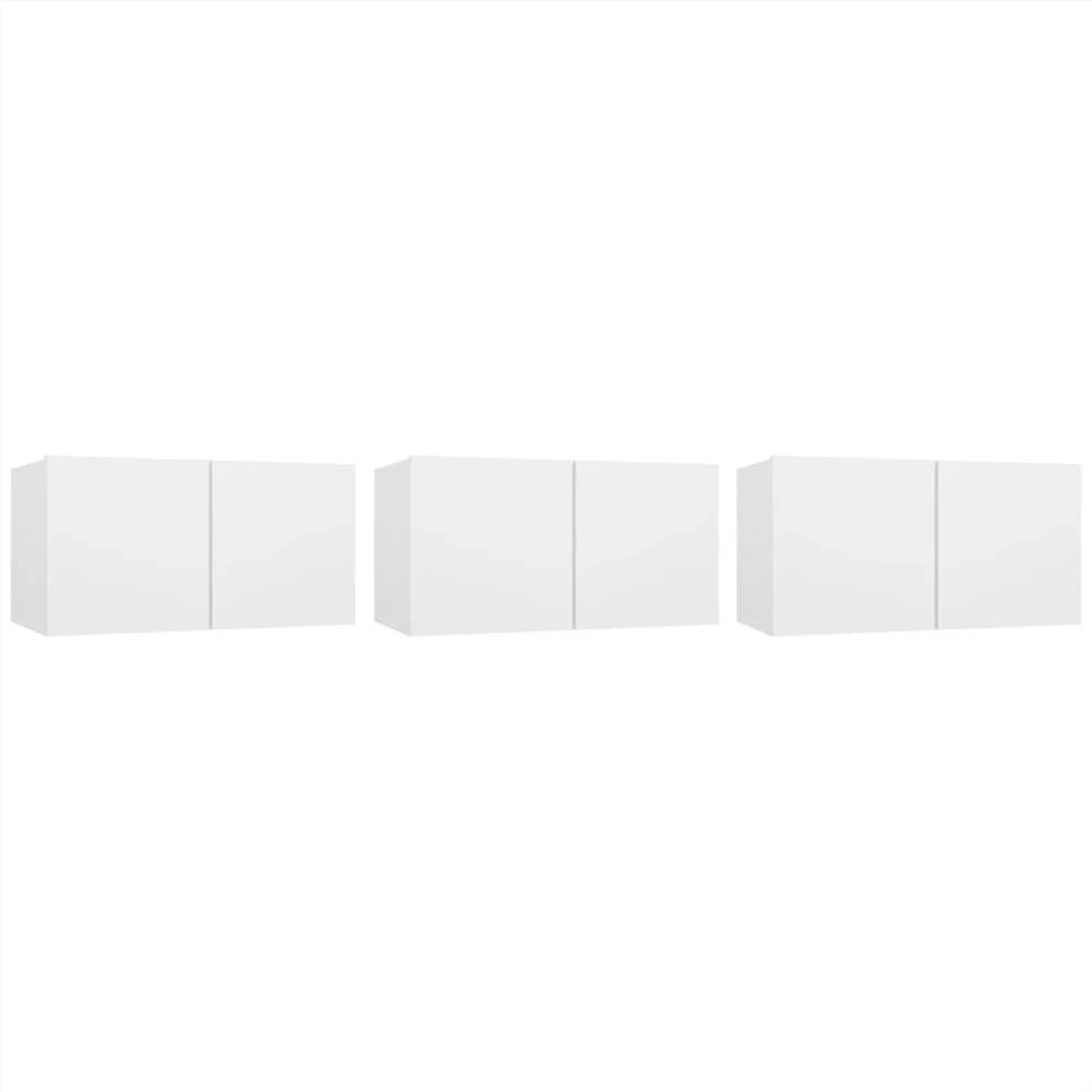 Hanging TV Cabinets 3 Pcs White 60x30x30 Cm 2 Hanging TV Cabinets 3 Pcs White 60x30x30 Cm - Image 2