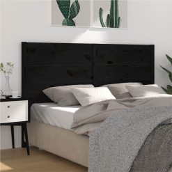 Headboard Black 206x4x100 Cm Solid Wood Pine