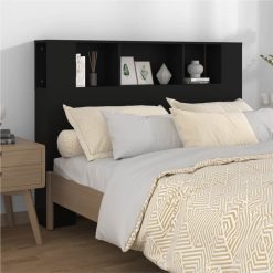 Headboard Cabinet Black 140x18.5x104.5 Cm
