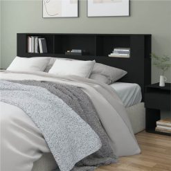 Headboard Cabinet Black 200x18.5x104.5 Cm