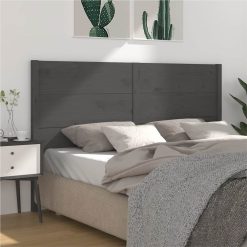 Headboard Grey 126x4x100 Cm Solid Wood Pine