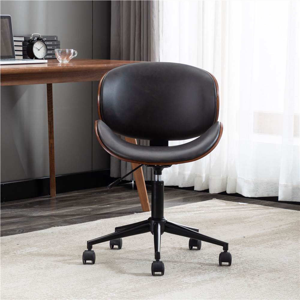 HengMing Modern Leisure PU Leather Swivel Chair Height Adjustable with Curved Backrest and Casters for Living Room, Bedroom, Dining Room, Office - Black HengMing Modern Leisure PU Leather Swivel Chair Height Adjustable With Curved Backrest And Casters For Living Room, Bedroom, Dining Room, Office - Black -NEWTRAL Sales Shop HengMing Bentwood Adjustable Office Chair With Wheels 469876 5