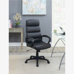 Modern Leisure PU Swivel Chair Height Adjustable With Ergonomic High Backrest And Casters For Living Room, Bedroom, Dining Room, Office - Black