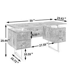Home Office Computer Desk With 4 Storage Drawers, MDF Tabletop And Metal Frame, For Game Room, Office, Study Room - Rustic Brown -NEWTRAL Sales Shop Home Office Computer Desk with 4 drawers 471434 3
