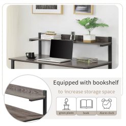 Home Office Multifunctional Computer Desk With Storage Shelf - Brown -NEWTRAL Sales Shop Home Office Computer Desk with Storage Shelves Morden Simple Style Study Table with hutch Brown 455226 6