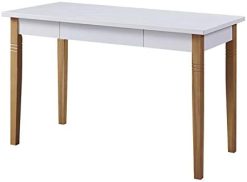 Home Office Computer Desk With 1 Storage Drawer And Solid Wood Legs, For Game Room, Office, Study Room - White -NEWTRAL Sales Shop Home Office Desk Large Computer Desk Study Desk Writing Table Workstation with Solid Wood Legs amp 1 Drawer 471430 3