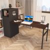 Home Office Computer Desk With Metal Storage Cabinet And MDF Tabletop, For Game Room, Office, Study Room - Black