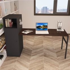 Home Office Computer Desk With Metal Storage Cabinet And MDF Tabletop, For Game Room, Office, Study Room - Black -NEWTRAL Sales Shop Home Office Desk Table Set Adjustable L Shaped Computer desk with File Storage for Home and Commercial Uses Black 471422 2