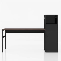Home Office Computer Desk With Metal Storage Cabinet And MDF Tabletop, For Game Room, Office, Study Room - Black -NEWTRAL Sales Shop Home Office Desk Table Set Adjustable L Shaped Computer desk with File Storage for Home and Commercial Uses Black 471422 3