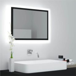 LED Bathroom Mirror Black 60x8.5x37 Cm Chipboard