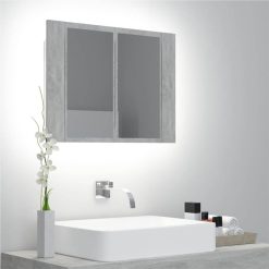 LED Bathroom Mirror Cabinet Concrete Grey 60x12x45 Cm