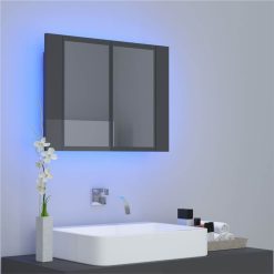 LED Bathroom Mirror Cabinet High Gloss Grey 60x12x45 Cm -NEWTRAL Sales Shop LED Bathroom Mirror Cabinet High Gloss Grey 60x12x45 cm 461555 2
