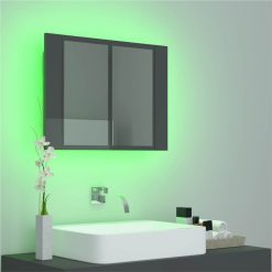 LED Bathroom Mirror Cabinet High Gloss Grey 60x12x45 Cm -NEWTRAL Sales Shop LED Bathroom Mirror Cabinet High Gloss Grey 60x12x45 cm 461555 3