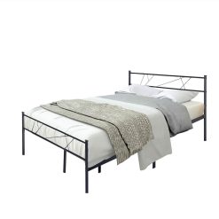 LT Full-Size Platform Bed Frame With Headboard And Metal Slats Support, No Box Spring Needed, For Adults And Children (Only Frame) - Black -NEWTRAL Sales Shop LT full size single metal bed frame in black color for adult and children used in bedroom or dormitory with large storage space under the bed 463874 2