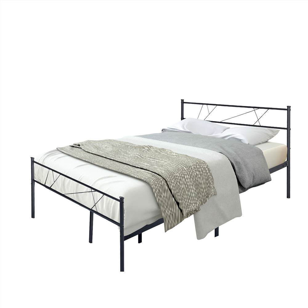 LT Full-Size Platform Bed Frame With Headboard And Metal Slats Support, No Box Spring Needed, For Adults And Children (Only Frame) - Black -NEWTRAL Sales Shop LT full size single metal bed frame in black color for adult and children used in bedroom or dormitory with large storage space under the bed 463874 2