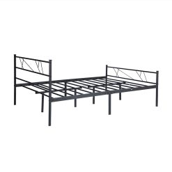 LT Full-Size Platform Bed Frame With Headboard And Metal Slats Support, No Box Spring Needed, For Adults And Children (Only Frame) - Black -NEWTRAL Sales Shop LT full size single metal bed frame in black color for adult and children used in bedroom or dormitory with large storage space under the bed 463874 3
