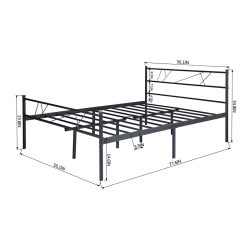 LT Full-Size Platform Bed Frame With Headboard And Metal Slats Support, No Box Spring Needed, For Adults And Children (Only Frame) - Black -NEWTRAL Sales Shop LT full size single metal bed frame in black color for adult and children used in bedroom or dormitory with large storage space under the bed 463874 4
