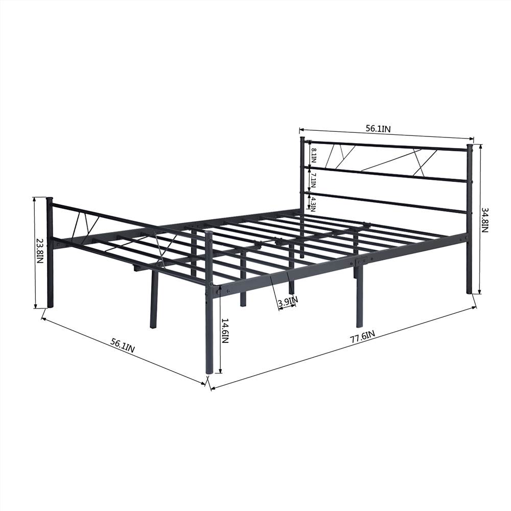 LT Full-Size Platform Bed Frame With Headboard And Metal Slats Support, No Box Spring Needed, For Adults And Children (Only Frame) - Black -NEWTRAL Sales Shop LT full size single metal bed frame in black color for adult and children used in bedroom or dormitory with large storage space under the bed 463874 4