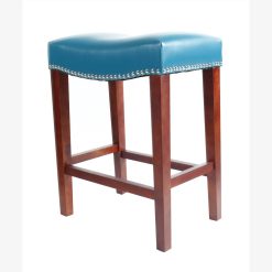 Leather Barstool Set Of 2, With Wooden Legs, For Kitchen, Restaurant, Bar, Apartment, Cafe - Blue -NEWTRAL Sales Shop Leather Barstool 459058 4