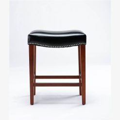 Leather Barstool Set Of 2, With Wooden Legs, For Kitchen, Restaurant, Bar, Apartment, Cafe - Black 4 Leather Barstool Set Of 2, With Wooden Legs, For Kitchen, Restaurant, Bar, Apartment, Cafe - Black -NEWTRAL Sales Shop Leather Barstool 459059 3