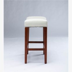 Leather Barstool Set Of 2, With Wooden Legs, For Kitchen, Restaurant, Bar, Apartment, Cafe - White -NEWTRAL Sales Shop Leather Barstool 459060 3