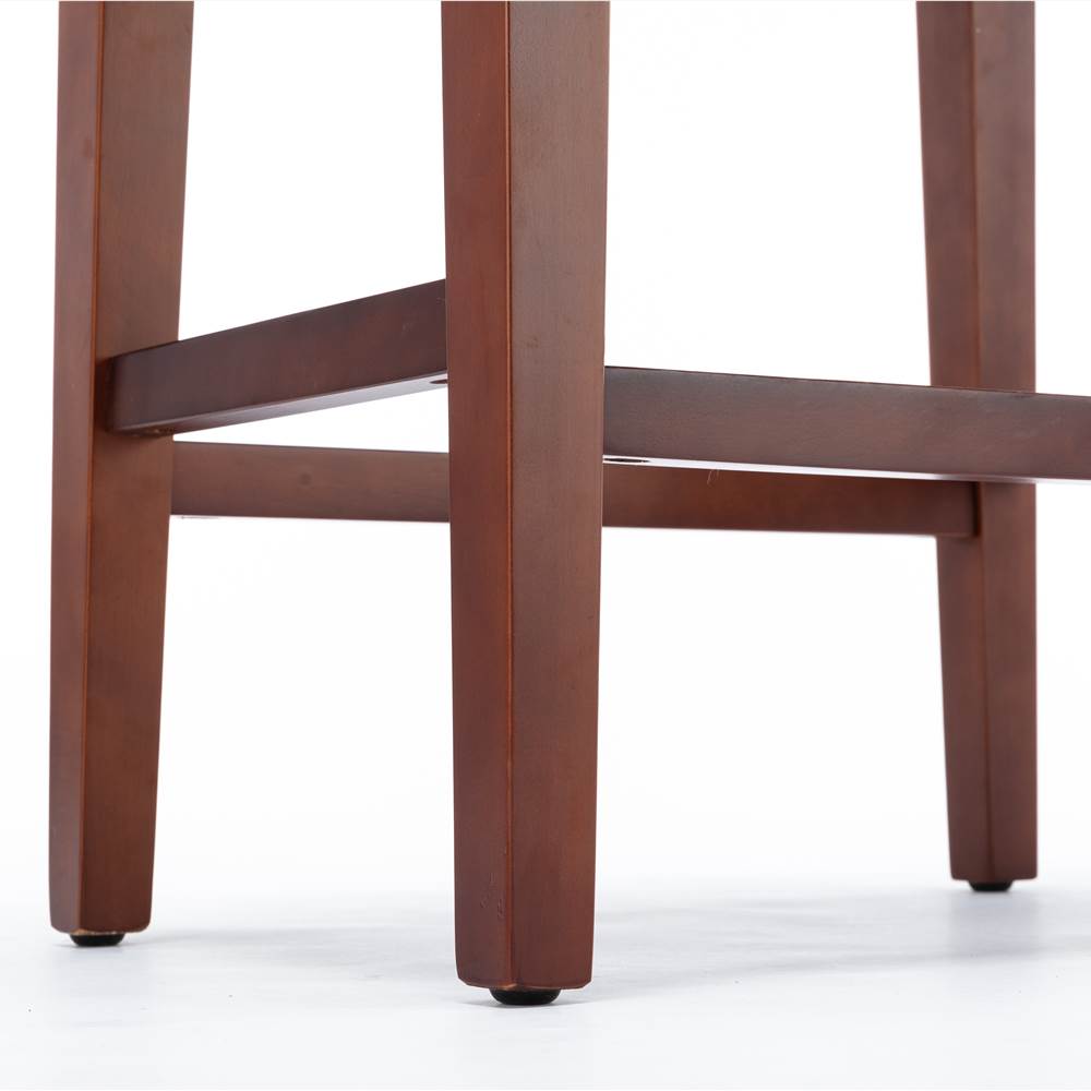 Leather Barstool Set of 2, with Wooden Legs, for Kitchen, Restaurant, Bar, Apartment, Cafe - Gray Leather Barstool Set Of 2, With Wooden Legs, For Kitchen, Restaurant, Bar, Apartment, Cafe - Gray -NEWTRAL Sales Shop Leather Barstool 459061 5