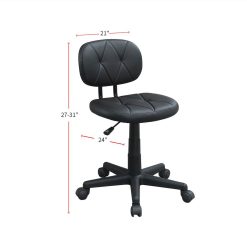 Modern Leisure PU Leather Swivel Chair Height Adjustable With Low Backrest And Casters For Living Room, Bedroom, Dining Room, Office - Black -NEWTRAL Sales Shop Low Back Adjustable Office Chair with PU Leather Black 469895 1