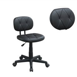 Modern Leisure PU Leather Swivel Chair Height Adjustable With Low Backrest And Casters For Living Room, Bedroom, Dining Room, Office - Black -NEWTRAL Sales Shop Low Back Adjustable Office Chair with PU Leather Black 469895 2
