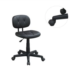 Modern Leisure PU Leather Swivel Chair Height Adjustable With Low Backrest And Casters For Living Room, Bedroom, Dining Room, Office - Black -NEWTRAL Sales Shop Low Back Adjustable Office Chair with PU Leather Black 469895 3