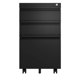 Home Office Steel Removable File Cabinet With 3 Drawers And Casters - Black -NEWTRAL Sales Shop MOBILE CABINET A 456654 3