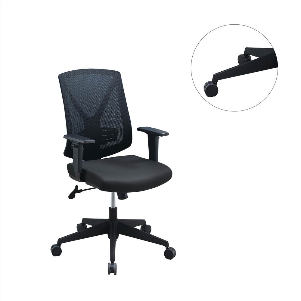 Modern Leisure Fabric Swivel Chair Height Adjustable with Curved Mesh Backrest and Casters for Living Room, Bedroom, Dining Room, Office - Black Modern Leisure Fabric Swivel Chair Height Adjustable With Curved Mesh Backrest And Casters For Living Room, Bedroom, Dining Room, Office - Black -NEWTRAL Sales Shop Mesh Back Adjustable Office Chair Black 469899 3