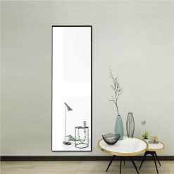 59" Rectangle Full-length Mirror With Aluminum Alloy Frame, For Bathroom, Bedroom, Entrance, Powder Room - Black