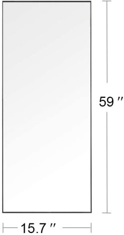 59" Rectangle Full-length Mirror With Aluminum Alloy Frame, For Bathroom, Bedroom, Entrance, Powder Room - Black -NEWTRAL Sales Shop Miro 1500 400 b Full Length Mirror Floor Mirror Hanging Standing or Leaning Bedroom Mirror Wall Mounted Mirror with Black Aluminum Alloy Frame 59 x 15 7 461252 2