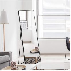 59" Rectangle Full-length Mirror With Aluminum Alloy Frame, For Bathroom, Bedroom, Entrance, Powder Room - Black -NEWTRAL Sales Shop Miro 1500 400 b Full Length Mirror Floor Mirror Hanging Standing or Leaning Bedroom Mirror Wall Mounted Mirror with Black Aluminum Alloy Frame 59 x 15 7 461252 4