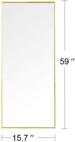 59" Rectangle Full-length Mirror With Aluminum Alloy Frame, For Bathroom, Bedroom, Entrance, Powder Room - Gold 4 59" Rectangle Full-length Mirror With Aluminum Alloy Frame, For Bathroom, Bedroom, Entrance, Powder Room - Gold -NEWTRAL Sales Shop Miro 1500 400 g Full Length Mirror Floor Mirror Hanging Standing or Leaning Bedroom Mirror Wall Mounted Mirror with Gold Aluminum Alloy Frame 59 x 15 7 461240 3