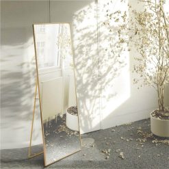 59" Rectangle Full-length Mirror With Aluminum Alloy Frame, For Bathroom, Bedroom, Entrance, Powder Room - Gold 5 59" Rectangle Full-length Mirror With Aluminum Alloy Frame, For Bathroom, Bedroom, Entrance, Powder Room - Gold -NEWTRAL Sales Shop Miro 1500 400 g Full Length Mirror Floor Mirror Hanging Standing or Leaning Bedroom Mirror Wall Mounted Mirror with Gold Aluminum Alloy Frame 59 x 15 7 461240 4