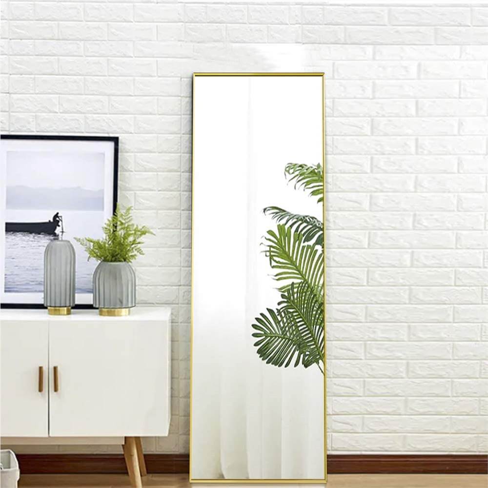 59" Rectangle Full-length Mirror with Aluminum Alloy Frame, for Bathroom, Bedroom, Entrance, Powder Room - Gold 59" Rectangle Full-length Mirror With Aluminum Alloy Frame, For Bathroom, Bedroom, Entrance, Powder Room - Gold -NEWTRAL Sales Shop Miro 1500 400 g Full Length Mirror Floor Mirror Hanging Standing or Leaning Bedroom Mirror Wall Mounted Mirror with Gold Aluminum Alloy Frame 59 x 15 7 461240 5