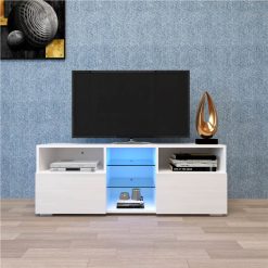 47" TV Stand With 2 Storage Drawers And Open Shelves, Suitable For Placing TVs Up To 55" - White