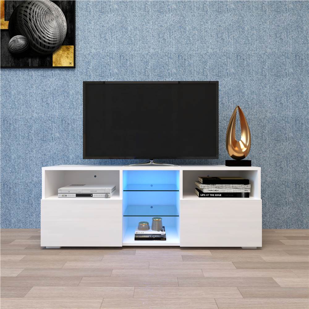 47" TV Stand with 2 Storage Drawers and Open Shelves, Suitable for Placing TVs up to 55" - White 47" TV Stand With 2 Storage Drawers And Open Shelves, Suitable For Placing TVs Up To 55" - White -NEWTRAL Sales Shop Modern Minimalist TV Cabinet Living Room with 20 colors LED Lights TV Stand Entertainment Center White Modern High Gloss LED TV Cabinet Simpleness Creative Furniture TV Cabinet 457757 0