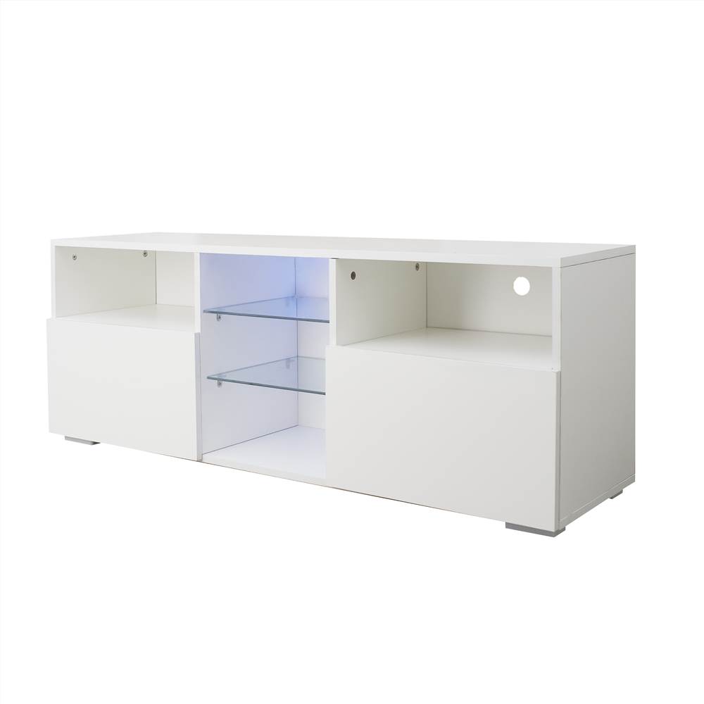 47" TV Stand with 2 Storage Drawers and Open Shelves, Suitable for Placing TVs up to 55" - White 47" TV Stand With 2 Storage Drawers And Open Shelves, Suitable For Placing TVs Up To 55" - White -NEWTRAL Sales Shop Modern Minimalist TV Cabinet Living Room with 20 colors LED Lights TV Stand Entertainment Center White Modern High Gloss LED TV Cabinet Simpleness Creative Furniture TV Cabinet 457757 2