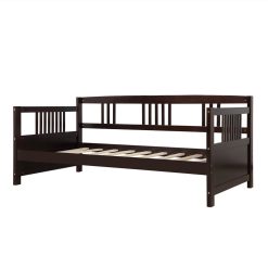 78" Twin Size Wooden Daybed With High Legs And Wooden Slats Support, No Need For Spring Box, For Living Room, Bedroom, Office, Apartment - Espresso -NEWTRAL Sales Shop Modern Solid Wood Daybed Multifunctional Twin Size Espresso Previous SKU WF190234AAP 459234 3